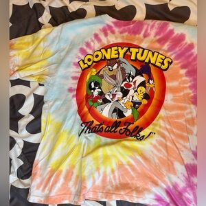 LOONEY TUNES “THATS ALL FOLKS” tie dye tee shirts.. youth medium